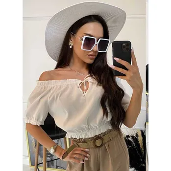 Bílý letní crop-top, VELIKOST UNI ( S, M , L )