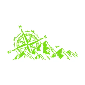 Samolepící dekorace Krajina hory 043 levá s kompasem (04 - zelená kawasaki) SAMOLEPKA NA AUTO, NÁLEPKA, FÓLIE, POLEP, TUNING, VLASTNÍ TEXT, TISK, AUTOSAMOLEPKY.cz, POLEPY, OBRÁZEK, LOGO, 3D STICKERS