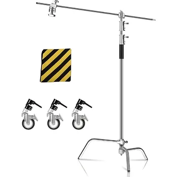 Ocelový Jeřábový Teleskopický Stativ C-Stand Boom Heavy Duty Tripod + Kolečka