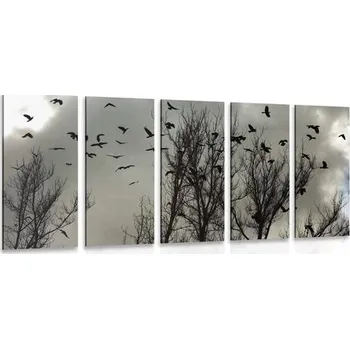 Obraz Dovido 5-dílný obraz hejno vran