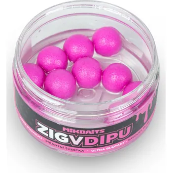 Boilies Mikbaits - Zig ultra plovoucí v dipu / 15mm - Pikantní Švestka