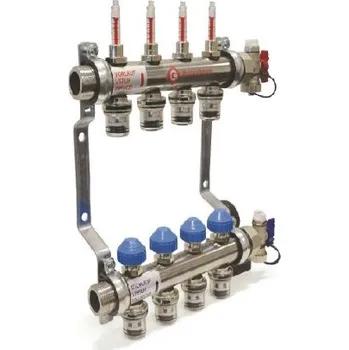rozdělovač topení Gabotherm GTF-VSS 2-12 1" PUSH FIT rozdělovač 10 výstupů, pro podlahové topení, s násuvnými spojkami, nerez