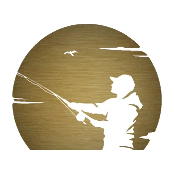 Polep vozidla SAMOLEPKA Rybář 022 levá (64 - škrábaný kov zlatý) NA AUTO, NÁLEPKA, FÓLIE, POLEP, TUNING, VLASTNÍ TEXT, TISK, AUTOSAMOLEPKY.cz, POLEPY, OBRÁZEK, LOGO, SAMOLEPKY