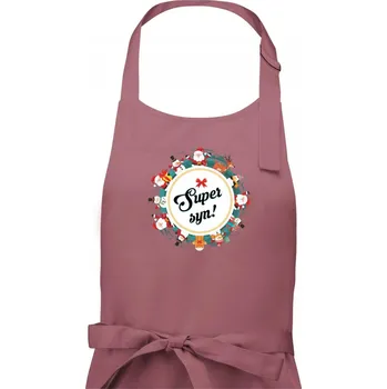 Kuchyňská zástěra Vánoce - Super syn - Pánská zástěra na vaření - Univerzální velikost ( Starorůžová )