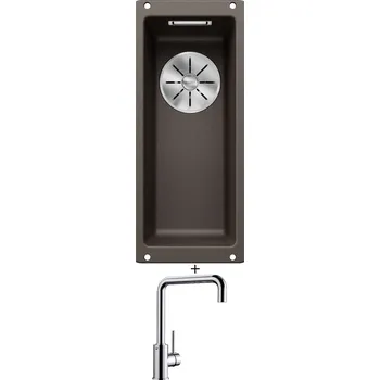 Granitový dřez Dřez pod desku SET Blanco SUBLINE 160-U kávová 523405 + Blanco MILI chrom 519413