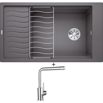 Granitový dřez Granitový dřez SET Blanco ELON XL 8 S šedá skála 524871 + odkapová mřížka + Blanco MILA chrom 519414