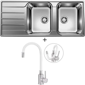 Nerezový dřez Nerezový dřez SET Blanco LEMIS 8 S-IF nerez kartáčovaný 523036 + Deante NEO LUNO BOC W720 nerez