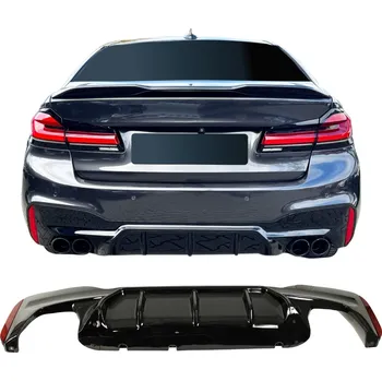 Tuning JOM zadní difuzor ve sport. designu pro BMW řada 5 G30, G31 Facelift, vhodný pro dvojitou koncovku na obou stranách, r.v. 2021-, černý lesklý