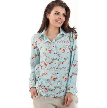 Dámská košile Elegantní košile s límečkem a dlouhým rukávem M171 Barva: Modrá, Velikost: M