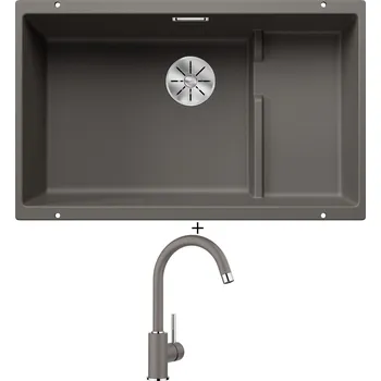 Granitový dřez Dřez pod desku SET Blanco SUBLINE 700 U Level šedá vulkán + koš z nerezu 527354 + Blanco MIDA šedá vulkán 526965