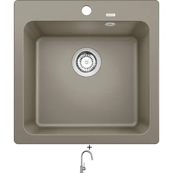 Granitový dřez Granitový dřez SET Blanco NAYA 5 tartufo 526584 + Blanco MIDA-S chrom 521454