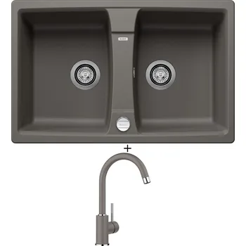Granitový dřez Granitový dřez SET Blanco LEXA 8 šedá vulkán s excentrem 527279 + Blanco MIDA šedá vulkán 526965