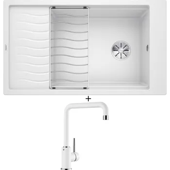 Granitový dřez Granitový dřez SET Blanco ELON XL 8 S bílá 524874 + odkapová mřížka + Blanco MILI bílá 523107