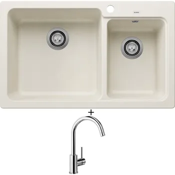 Granitový dřez Granitový dřez SET Blanco NAYA 8 bílá soft 527130 + Blanco MIDA chrom 517742