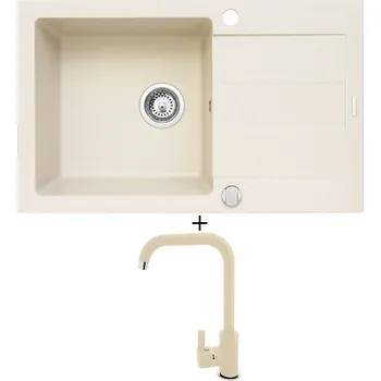 Granitový dřez SET Pyramis SPARTA PLUS (78x48) 1B 1D vanilka + Pyramis SILVIO vanilka