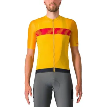 cyklistický dres Dres Castelli Unlimited Endurance pánské krátký zlatá hnědá-sytě