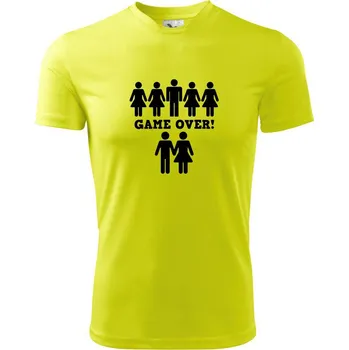 Pánské tričko Game over svatba - Pánské triko Fantasy sportovní (dresovina) - M ( Neonově žlutá )
