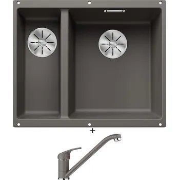 Granitový dřez Dřez pod desku SET Blanco SUBLINE 340/160 U šedá vulkán 527346 + Blanco DARAS šedá vulkán 526934