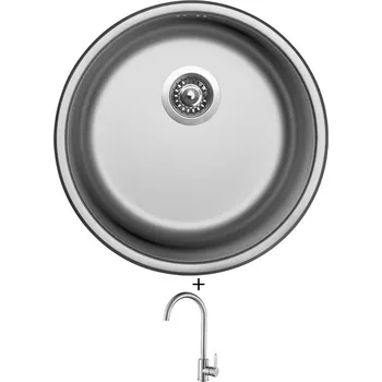 Kuchyňský dřez Nerezový dřez SET Sinks ROUND 450 V nerez matný + Laveo BONA BAB 268D nerez
