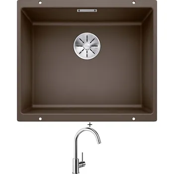 Granitový dřez Dřez pod desku SET Blanco SUBLINE 500 U kávová 523441 + Blanco MIDA chrom 517742