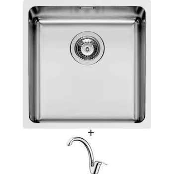 Dřez pod desku SET Pyramis LYDIA (40x40) 1B nerez + Pyramis OSSIA chrom