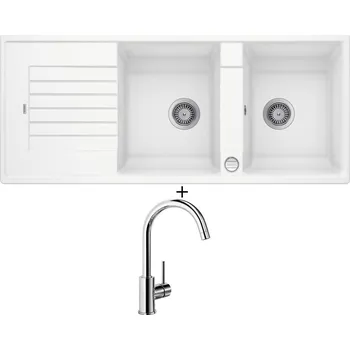 Granitový dřez Granitový dřez SET Blanco ZIA 8 S bílá s excentrem + Blanco MIDA chrom 517742