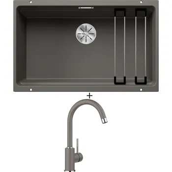 Granitový dřez Dřez pod desku SET Blanco ETAGON 700-U šedá vulkán 527261 + Blanco MIDA šedá vulkán 526965