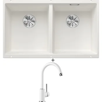 Granitový dřez Dřez pod desku SET Blanco SUBLINE 350/350 U bílá 523578 + Blanco MIDA bílá 519418