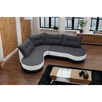 Obývací stěna Sedací souprava Abbey L tm.šedá/bílá