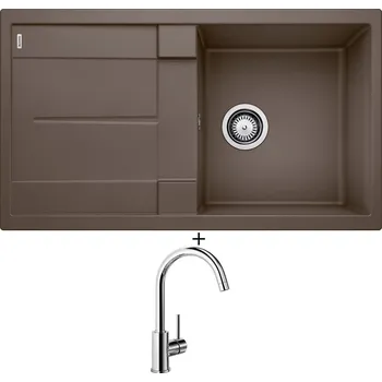 Granitový dřez Granitový dřez SET Blanco METRA 5 S kávová 515042 + Blanco MIDA chrom 517742