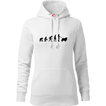Dámská mikina Evoluce pes Novofundlandský pes (muž-žena) - Mikina dámská Cape s kapucí - XL ( Bílá )