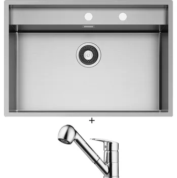 Nerezový dřez Nerezový dřez SET Pyramis KRYPTO (74x51) 1B nerez + Pyramis FIDO chrom