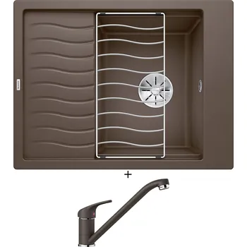 Granitový dřez SET Blanco ELON 45 S kávová 524833 + odkapová mřížka + Blanco DARAS kávová 517729