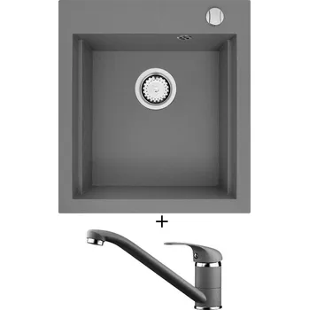 Granitový dřez Granitový dřez SET Pyramis SIROS (47x51,5) 1B tmavě šedá + Pyramis ASALIA tmavě šedá