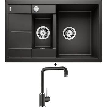 Granitový dřez SET Blanco METRA 6 S Compact černá s excentrem 525925 + Blanco MILI černá 526159
