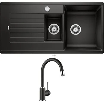 Granitový dřez SET Blanco ZIA 6 S černá s excentrem 526020 + Blanco MIDA-S černá 526146