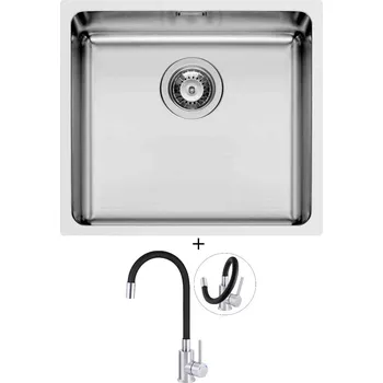 Nerezový dřez Dřez pod desku SET Pyramis LYDIA (45x40) 1B nerez + Deante NEO LUNO BOC B720 nerez