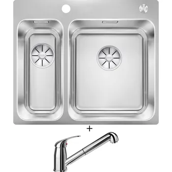 Nerezový dřez Nerezový dřez SET Blanco SOLIS 340/180-IF/A nerez kartáčovaný s excentrem PushControl 526132 + Blanco DARAS-S chrom 517731