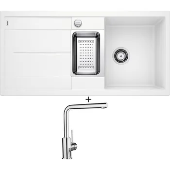 Granitový dřez Granitový dřez SET Blanco METRA 6 S bílá s excentrem 513046 + Blanco MILA chrom 519414