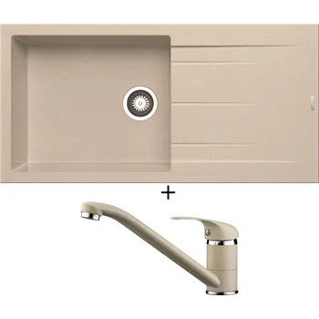 Granitový dřez Granitový dřez SET Pyramis ALAZIA (100x50) 1B 1D béžová + Pyramis ASALIA béžová