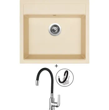 Granitový dřez Granitový dřez SET Sinks SOLO 560 sahara + Kuchinox ELZA BKE 761D chrom/černá