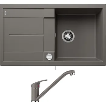 Granitový dřez Granitový dřez SET Blanco METRA 5 S šedá vulkán + excentrické ovládání + Blanco DARAS šedá vulkán 526934