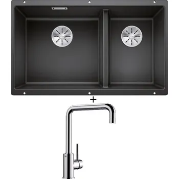 Granitový dřez Dřez pod desku SET Blanco SUBLINE 430/270-U antracit 523151 + Blanco MILI chrom 519413