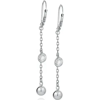 Náušnice NUBIS® Stříbrné visací náušnice se zirkonem a kuličkou - NB-3359