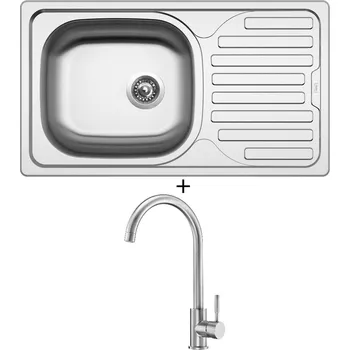 Kuchyňský dřez Nerezový dřez SET Sinks CLASSIC 760 V nerez matný + Deante LIMA BBM F62M nerez