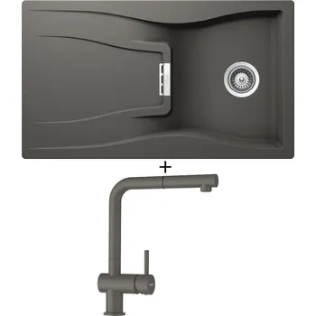 Granitový dřez Granitový dřez SET Schock WATERFALL D-100 Silverstone + Schock EPOS 540127 Silverstone