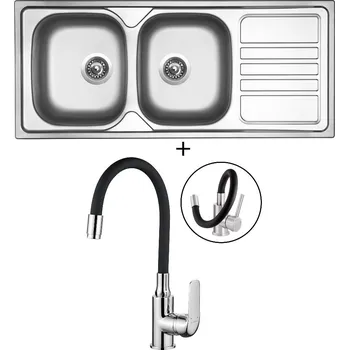 Nerezový dřez Nerezový dřez SET Sinks OKIO 1160 DUO V nerez matný + Kuchinox ELZA BKE 761D chrom/černá