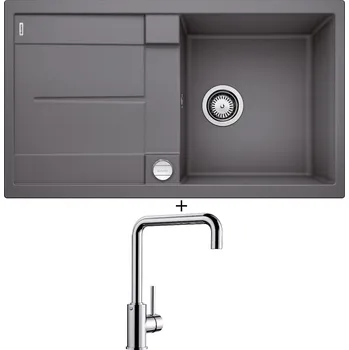 Granitový dřez Granitový dřez SET Blanco METRA 5 S šedá skála + excentrické ovládání + Blanco MILI chrom 519413
