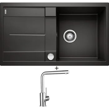 Granitový dřez Granitový dřez SET Blanco METRA 5 S černá + excentrické ovládání + Blanco MILA chrom 519414