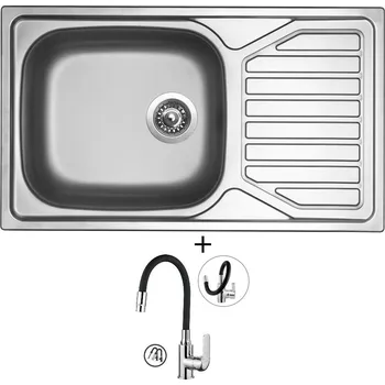 Nerezový dřez Nerezový dřez SET Sinks OKIO 860 XXL V nerez matný + Kuchinox ELZA BKE 762D chrom/černá
